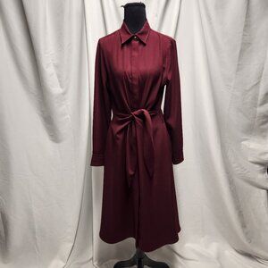 Lauren Ralph Lauren Burgundy Tie-Waist Shirt Dress – Size 4